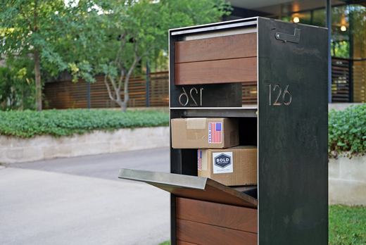 photo of Stratford Parcel Mailbox with packages in the parcel section